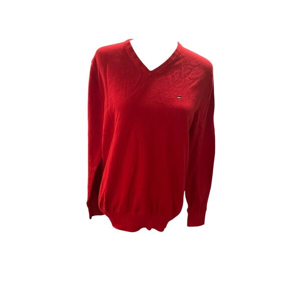 Tommy Hilfiger Red V-neck Sweater Medium - Picture 1 of 4